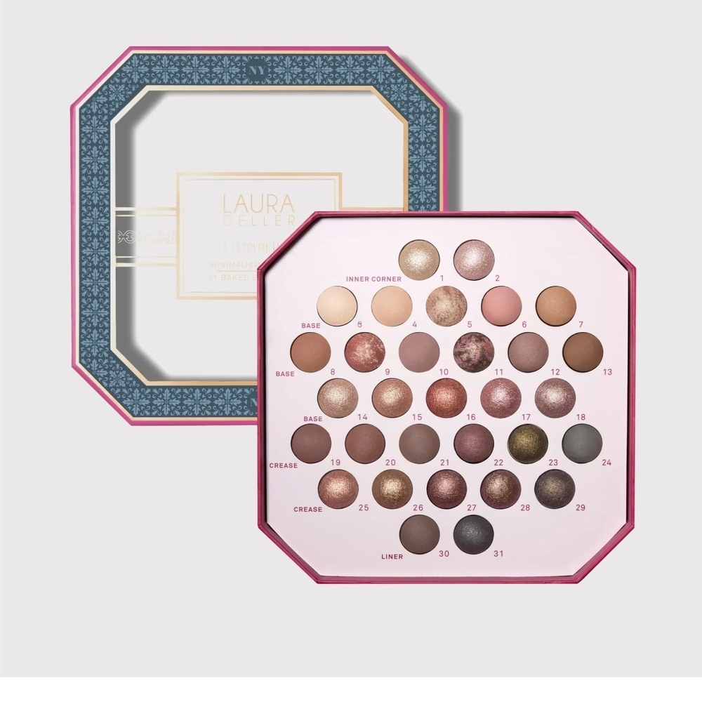 NEW Laura Geller Baked Eyeshadow Palette - Pink, Brown, Gold Shades
